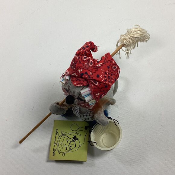 Vtg Annalee Mouse Cleaning Day Housekeeper Mop Bucket Apron 1972 Tag Mobilitee - Picture 5 of 12